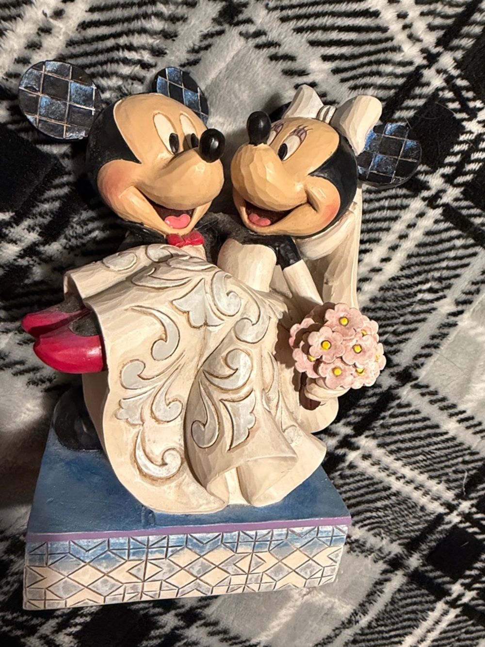 Disney Mickey & Minnie Wedding Figurine - White, Black, Pink Accents